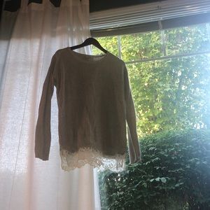 Loft beige sweater with lace detailing